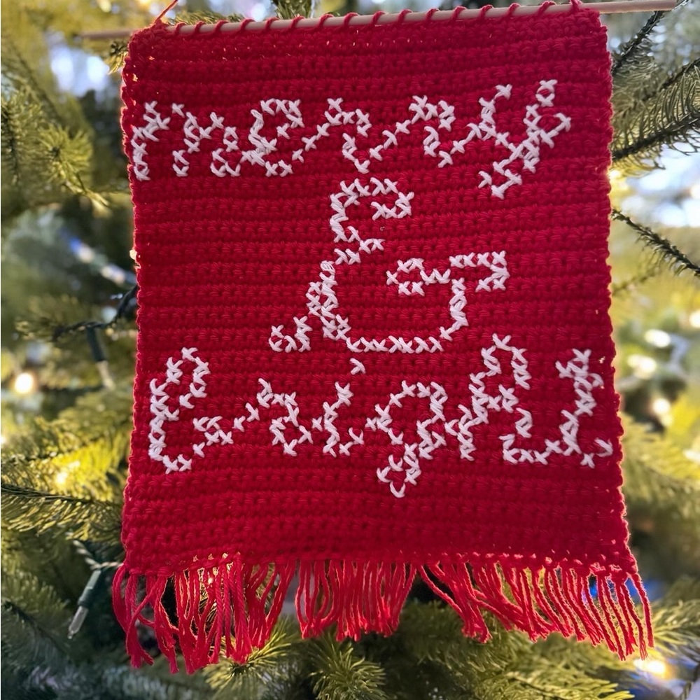 Handmade Crochet Wall Hanging, “Merry and Bright”